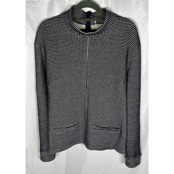 Maison Kitsune Sweater Pullover 100% Cotton Navy Cream Checkered Size Large - Picture 1 of 6